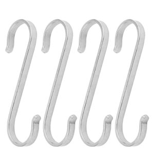 mromax 304 stainless steel s hooks,77mm/3.03" silver s shaped hook hangers for kitchen bathroom bedroom storage room office outdoor multiple uses,with bayonet 4pcs