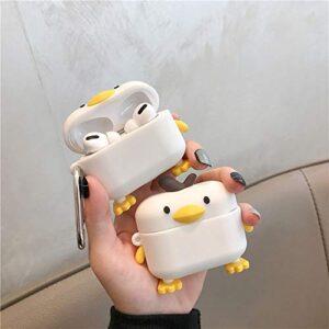 Cute Airpod Pro Case with Keychain, Funny Chicken AirPod 3 Case Cover 3D Cartoon Air Pods Soft Cases Shockproof Protective Cover Skin for Apple Airpods Pro/3