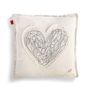 demdaco love notes xo soft cream 16 x 16 acrylic and cotton fabric throw pillow