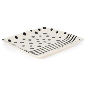 DEMDACO Dots and Stripes Black and White 11 x 11 Ceramic Stoneware Square Platter