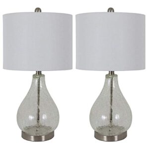 decor therapy crackled teardrop table lamps, set of 2,glass, clear