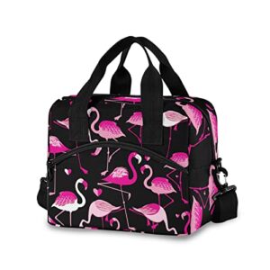 alaza pink flamingo animal insulated lunch box reusable cooler bags with shoulder strap for women men adults, 19-can (12.5l)
