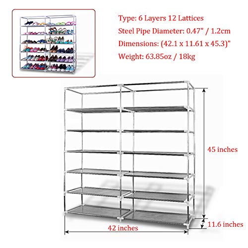 Amuxing Shoe Rack Portable Shoe Storage Organizer 6 Tiers Boots Rack with Nonwoven Fabric Dustproof Cover (Brown)