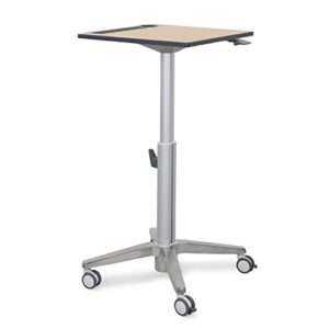 ergotron – mobile standing desk, rolling laptop sit stand desk – short, maple