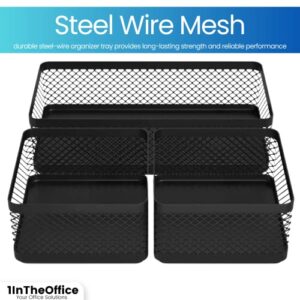 1InTheOffice Mesh Collection Desk Drawer Organizer Tray 3 Compartment - Stackable, Matte Black