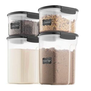 airtight food-storage containers with lids bpa-free plastic kitchen pantry storage containers - dry-food-storage containers set for flour, cereal, sugar, coffee, rice, nuts, snacks etc. (gray)