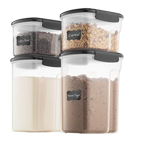 Airtight Food-Storage Containers With Lids BPA-Free Plastic Kitchen Pantry Storage Containers - Dry-Food-Storage Containers Set For Flour, Cereal, Sugar, Coffee, Rice, Nuts, Snacks Etc. (Gray)