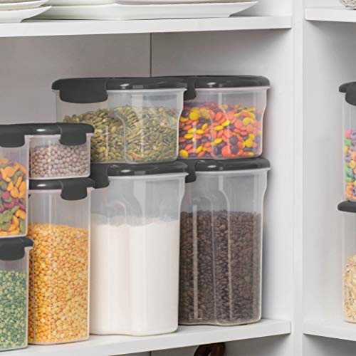 Airtight Food-Storage Containers With Lids BPA-Free Plastic Kitchen Pantry Storage Containers - Dry-Food-Storage Containers Set For Flour, Cereal, Sugar, Coffee, Rice, Nuts, Snacks Etc. (Gray)