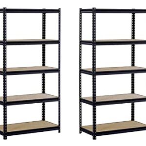 EDSAL UR245AZ-BLK Steel Storage Rack, 5 Adjustable Shelves, 4000 lb. Capacity, 72" Height x 48" Width x 24" Depth, Black (Pack of 2)