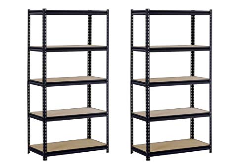 EDSAL UR245AZ-BLK Steel Storage Rack, 5 Adjustable Shelves, 4000 lb. Capacity, 72" Height x 48" Width x 24" Depth, Black (Pack of 2)