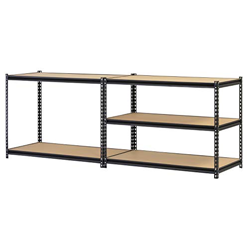 EDSAL UR245AZ-BLK Steel Storage Rack, 5 Adjustable Shelves, 4000 lb. Capacity, 72" Height x 48" Width x 24" Depth, Black (Pack of 2)