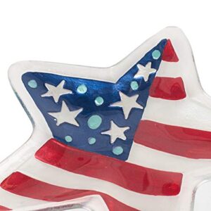 Patriotic American Star Red White Blue 13 x 13 Glass Independence Day Platter