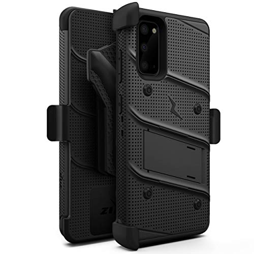 Zizo Bolt Series for Galaxy S20 Case with Kickstand Holster Lanyard - Black