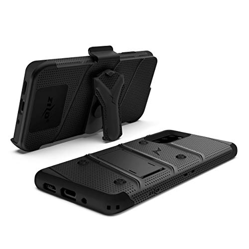 Zizo Bolt Series for Galaxy S20 Case with Kickstand Holster Lanyard - Black