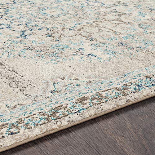 Artistic Weavers Kimber Area Rug 5'3" Round, Gray and Teal