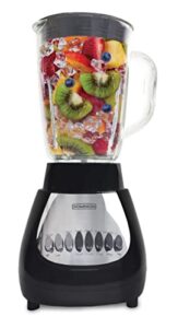 dominion d4002bg countertop blender with 5-cup glass jar (42oz), 10-speed settings with pulse function, sharp stainless steel blade, black