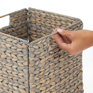 mDesign Natural Woven Hyacinth Cube Storage Bin Basket Organizer with Handles for Kitchen Pantry, Cabinet, Cupboard, Shelf/Cubby Organization, Hold Food, Drinks, Snacks, Appliances, 2 Pack, Gray Wash