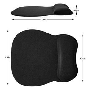 EooCoo Ergonomic Mouse Pad with Wrist Support Memory Foam, Non-Slip Base Mouse Mat for Internet Cafe, Home & Office - Black