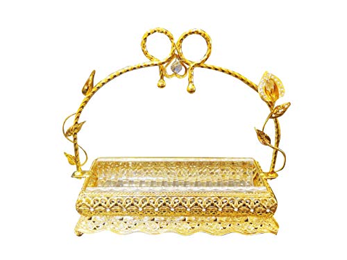 Italian Collection Gold Сandy Serving Tray with Handle for Snacks, Fruits