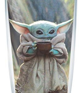 Tervis ,Plastic, Made in USA Double Walled Star Wars - The Mandalorian Child Sipping Insulated Tumbler Cup Keeps Drinks Cold & Hot, 16oz, Clear