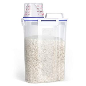 tbmax rice storage container - 5 lbs flour container cereal dispenser with measuring cup, airtight dry food container bin for kitchen pantry storage organization