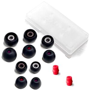 final audio black+black/red silicone type e eartips kit with case and nozzle adaptor compatible with 1more, akg, audio-technica, beats by dre, campfire audio, empire ears, shure, sony, westone (multi)
