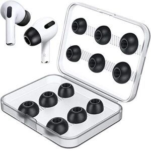 Link Dream 12 Pieces Replacement Ear Tips for AirPods Pro AirPods Pro 2nd Generation 2022 Accessory Memory Foam Ear Buds Tips with Portable Storage Box (Black)