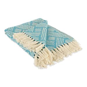 dii transitional, basketweave woven throw, 50x60, teal