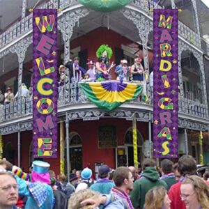 Mardi Gras Party Decorations Porch Sign Hanging Backdrop Banner - Carnival Birthday Party Supplies Photo Booth Prop Masquerade Wall Decoration Indoor/Outdoor