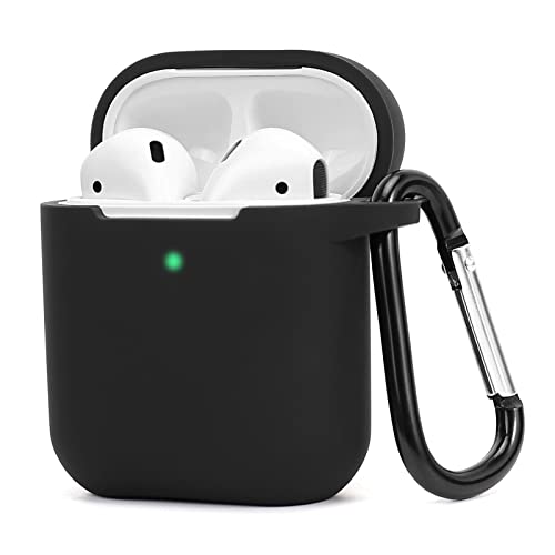 HAndPE Silicone Case Full Protective Cover[Front LED Visible] for Apple Airpods 2 [Compatible with Airpods 1] (Black)
