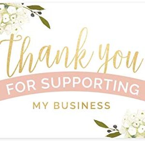 SBLABELS Pink Floral Thank You for Your Business Card / 100 Small Business Thanks Cards / 2" x 3.5" Business Card Size/Customer Appreciation Note Cards