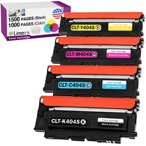 limeink 4 compatible toner cartridges replacement for samsung 404s 404 clt-k404s clt-c404s clt-m404s clt-y404s express xpress sl-c430w sl-c480fw sl-c480w k404 y404 c480 c430 (1 black, 1 each color)
