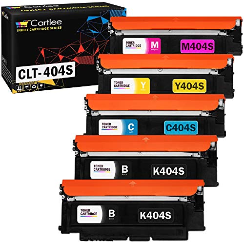 Cartlee 5 Compatible Toner Cartridges Replacement for Samsung CLT-K404S CLT-C404S CLT-M404S CLT-Y404S (2 Black, 1 Each Color) 404s 404 Xpress SL-C430W SL-C480FW SL-C480W c430 y404 k404 c480 Express