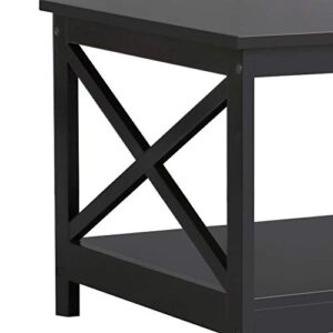 Yaheetech Wood 2-Tier Black Coffee Table with Storage Shelf for Living Room, X Design Accent Cocktail Table, Easy Assembly Home Furniture, 39.5 x 21.5 x 18 Inches