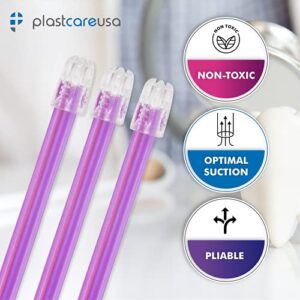 1000 Dental Saliva Ejectors Disposable - Medical Grade Latex Free Evacuation Suction Tips - Flexible Purple Tube with Purple Tip in (10 Bags of 100) by PlastCare USA