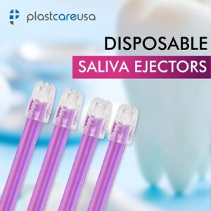 1000 Dental Saliva Ejectors Disposable - Medical Grade Latex Free Evacuation Suction Tips - Flexible Purple Tube with Purple Tip in (10 Bags of 100) by PlastCare USA