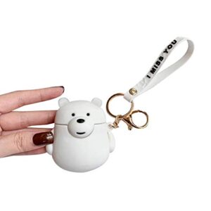 aikeduo for airpods 2 case panda cute funny cartoon animals we bare bears character airpod1cover cool keychain design skin fashion for girls boys airpods case (white bear)