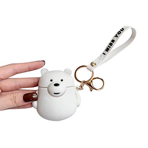 AiKeDuo for Airpods 2 Case Panda Cute Funny Cartoon Animals We Bare Bears Character Airpod1Cover Cool Keychain Design Skin Fashion for Girls Boys Airpods Case (White Bear)