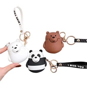 AiKeDuo for Airpods 2 Case Panda Cute Funny Cartoon Animals We Bare Bears Character Airpod1Cover Cool Keychain Design Skin Fashion for Girls Boys Airpods Case (White Bear)