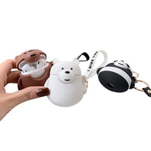 AiKeDuo for Airpods 2 Case Panda Cute Funny Cartoon Animals We Bare Bears Character Airpod1Cover Cool Keychain Design Skin Fashion for Girls Boys Airpods Case (White Bear)