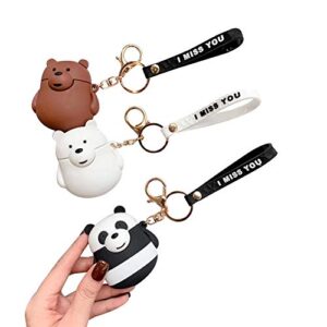 AiKeDuo for Airpods 2 Case Panda Cute Funny Cartoon Animals We Bare Bears Character Airpod1Cover Cool Keychain Design Skin Fashion for Girls Boys Airpods Case (White Bear)