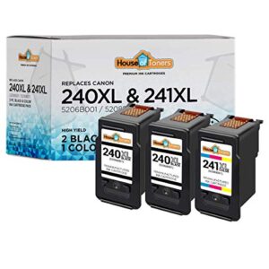 houseoftoners remanufactured ink cartridge replacement for canon pg-240xl cl-241xl 240 xl 241 xl for pixma mg2120 mg3220 mg3222 mg3520 mg3620 mx432 mx452 mx472 mx532 ts5120 (2 black 1 color, 3pk)