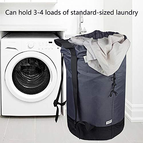 UniLiGis Washable Laundry Bag Backpack, Large Clothes Hamper Bag to Hold 4 Loads of Laundry, 2 Strong Adjustable Shoulder Straps with Drawstring Closure for Travel, Camping or College, Grey