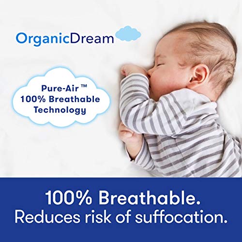 Organic Dream Crib and Toddler Mattress - 100% Breathable Proven to Reduce Suffocation Risk, 100% Washable Cover, Baby + Toddler Bed, GREENGUARD Certified, Hypoallergenic - Deluxe 5"- White