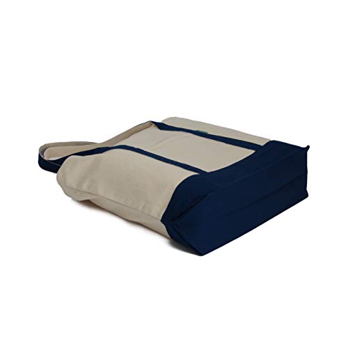 Heavy Duty Cotton Canvas Reusable Tote Bag with with an External Pocket and Top Zipper Closure