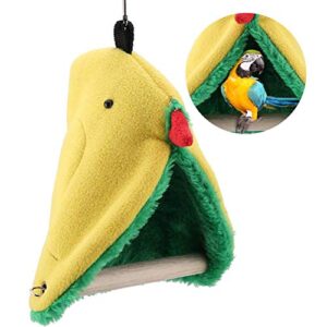 bird hammock, snuggle cave happy hut bird hideaway warm bird happy tent canary cage stand perch toy for all kinds of birds