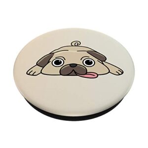 Cartoon Graphic Cute Lovely Funny Dog Pug Laying Gift PopSockets PopGrip: Swappable Grip for Phones & Tablets