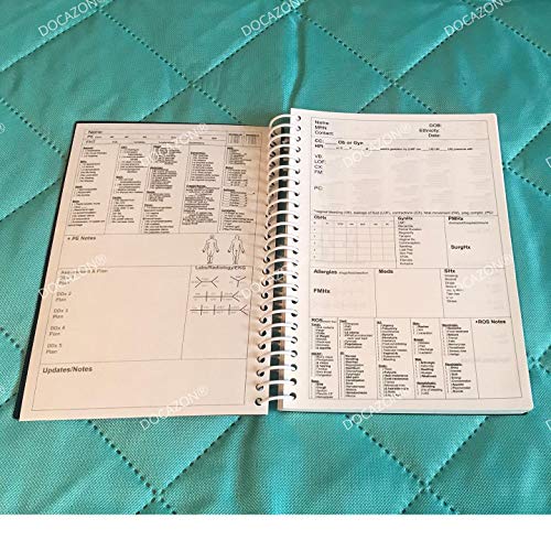 DOCAZON Ob/Gyn 2.0 | The Perfect Obstetrics & Gynecology History & Physical Exam Notebook (Spiral, Water Proof, Disinfectable, MR Safe, 100 Patient Sheets, 5.5" x 8.5" Pocket Size)