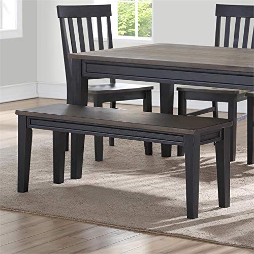 Steve Silver Raven Noir Two-Tone Ebony Back and Driftwood Dining Bench Solid Wood