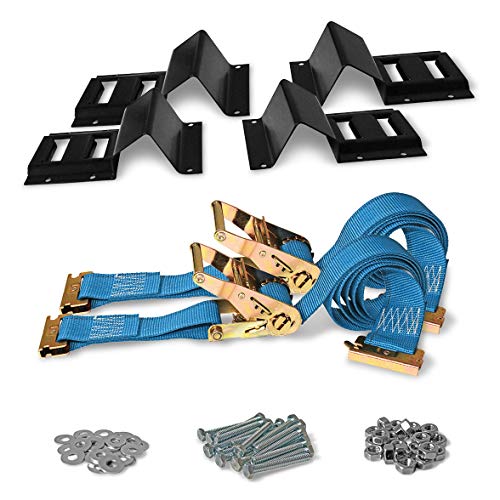 DC Cargo Mall ATV Wheel Chock & Strap Kit | Trailer Tie Down System for ATV’s, UTV’s, & Mowers